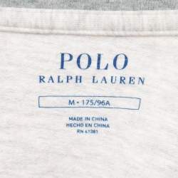 مملوكة مسبقًا Polo Ralph Lauren Light Grey Cotton Crew Neck Long Sleeve T-Shirt M