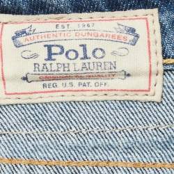 Polo Ralph Lauren Blue Paint Print Distressed Denim Astor Slim Boyfriend Jeans L Waist 32"