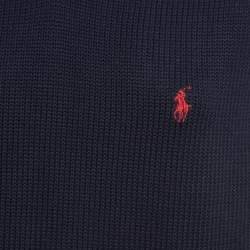 Pre Owned Polo Ralph Lauren Navy Blue Logo Embroidered Cotton Knit Sleeveless Sweater M