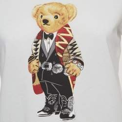 Pre Owned Polo Ralph Lauren White Teddy Print Cotton Half Sleeve T-Shirt S