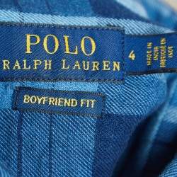 Pre Owned Polo Ralph Lauren Blue Plaid Cotton Button Front Full Sleeve Shirt S
