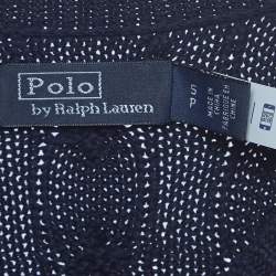 مملوكة مسبقًا Polo Ralph Lauren Navy Blue Cable-Knit Cotton Crewneck Cardigan 