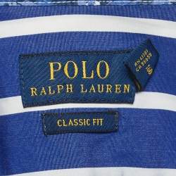 Pre Owned Polo Ralph Lauren Blue Embroidered Cotton Classic Fit Shirt S