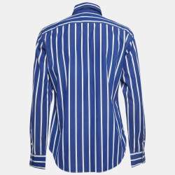 Pre Owned Polo Ralph Lauren Blue Embroidered Cotton Classic Fit Shirt S