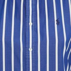 Pre Owned Polo Ralph Lauren Blue Embroidered Cotton Classic Fit Shirt S