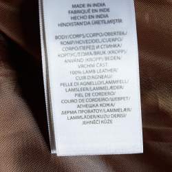 Pre Owned Polo Ralph Lauren Brown Leather Button Front Jacket L