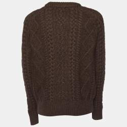 Pre Owned Polo Ralph Lauren Khaki Green Merino & Alpaca Cable Knit Sweater S