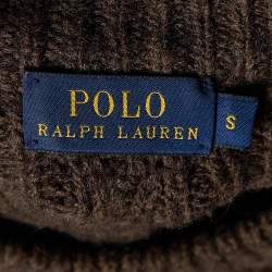 Pre Owned Polo Ralph Lauren Khaki Green Merino & Alpaca Cable Knit Sweater S