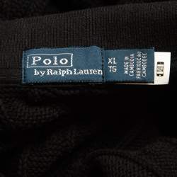 Pre Owned Polo Ralph Lauren Black Logo Embroidered Cable Knit Mini Polo Dress XL