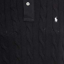 Pre Owned Polo Ralph Lauren Black Logo Embroidered Cable Knit Mini Polo Dress XL
