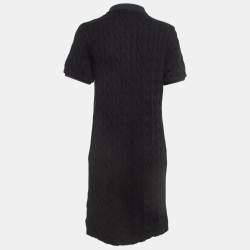 Pre Owned Polo Ralph Lauren Black Logo Embroidered Cable Knit Mini Polo Dress XL