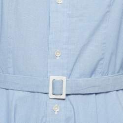 مملوكة مسبقًا Polo Ralph Lauren Blue Cotton Button Front Belted Dress S