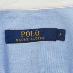 مملوكة مسبقًا Polo Ralph Lauren Blue Cotton Button Front Belted Dress S