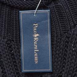 Pre Owned Polo Ralph Lauren Navy Blue Cotton Knit High Neck Sweater XL