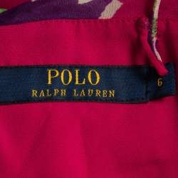 Pre Owned Polo Ralph Lauren Pink Floral Silk Spaghetti Strap Midi Dress M