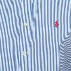 مملوكة مسبقًا Polo Ralph Lauren Blue Pinstripe Cotton Custom Fit Shirt L