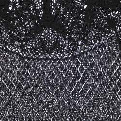 Pre Owned Polo Ralph Lauren Black Patterned Crochet Top M