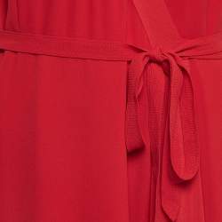 Polo Ralph Lauren Red Chiffon Maxi Wrap Dress L