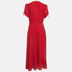 Polo Ralph Lauren Red Chiffon Maxi Wrap Dress L