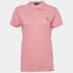 Pre Owned Polo Ralph Lauren Pink Cotton Pique Slim Fit Polo T-Shirt M