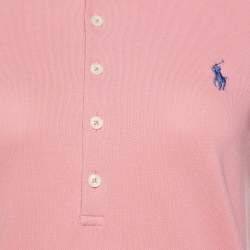 Pre Owned Polo Ralph Lauren Pink Cotton Pique Slim Fit Polo T-Shirt M