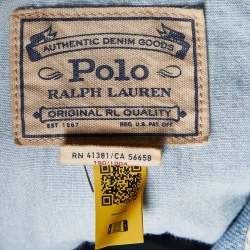 Pre Owned Polo Ralph Lauren Blue Patchwork Denim Trucker Jacket L