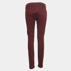 Pre Owned Polo Ralph Lauren Burgundy Cotton Skinny Pants L