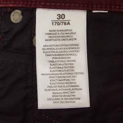 Pre Owned Polo Ralph Lauren Burgundy Cotton Skinny Pants L