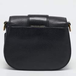 Pre Owned Polo Ralph Lauren Black Leather Lennox Crossbody Bag