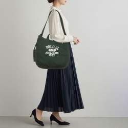 مملوكة مسبقًا حقيبة بولو رالف لورين قماش أخضر بطباعة الشعار