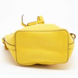 Pre Owned Polo Ralph Lauren Yellow Leather Drawstring Bucket Bag