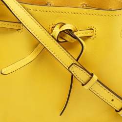 Pre Owned Polo Ralph Lauren Yellow Leather Drawstring Bucket Bag