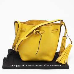 Pre Owned Polo Ralph Lauren Yellow Leather Drawstring Bucket Bag