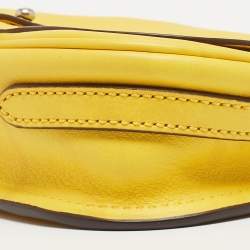 Pre Owned Polo Ralph Lauren Yellow Leather Tassel flap Crossbody Bag