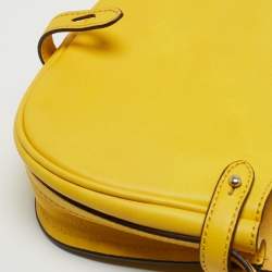 Pre Owned Polo Ralph Lauren Yellow Leather Tassel flap Crossbody Bag