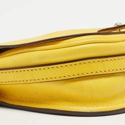 Pre Owned Polo Ralph Lauren Yellow Leather Tassel flap Crossbody Bag