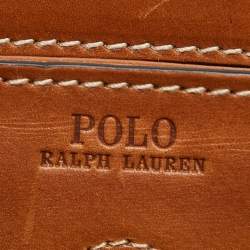 Pre Owned Polo Ralph Lauren Brown/Beige Embroidered Canvas and Leather Sloane Tote    
