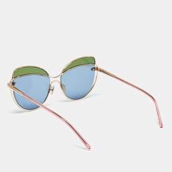 Pre Owned Pomellato Blue/Green PM0056S Butterfly Sunglasses
