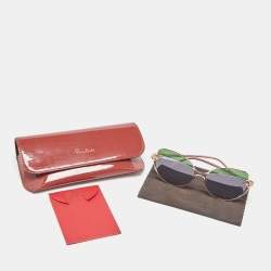 Pre Owned Pomellato Blue/Green PM0056S Butterfly Sunglasses