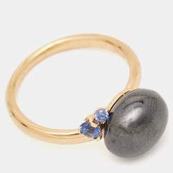 Pomellato Capri Ceramic Blue Sapphire 18K Rose Gold Ring Size 53
