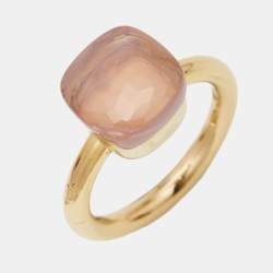 Pomellato Nudo Pink Quartz 18k Rose Gold Ring Size 51