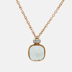 Pre Owned Pomellato Nudo Classic Prasiolite Diamonds 18k Two Tone Gold Necklace