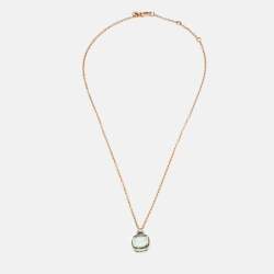 Pre Owned Pomellato Nudo Classic Prasiolite Diamonds 18k Two Tone Gold Necklace