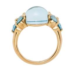 مملوكة مسبقًا Pomellato Luna Blue Topaz 18K Rose Gold Cocktail Ring Size 54