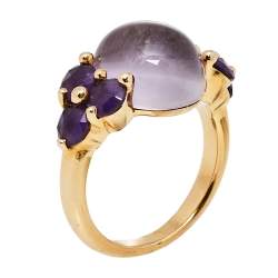 Pomellato Luna  Amethyst 18K Rose Gold Ring Size 54