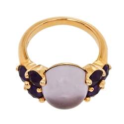 Pomellato Luna  Amethyst 18K Rose Gold Ring Size 54