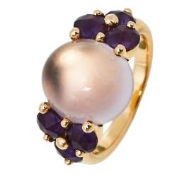 Pomellato Luna  Amethyst 18K Rose Gold Ring Size 54