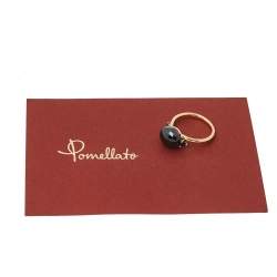 Pomellato Capri Ceramic Blue Sapphire 18K Rose Gold Ring Size 55