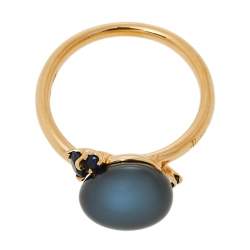 Pomellato Capri Ceramic Blue Sapphire 18K Rose Gold Ring Size 55