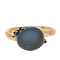 Pomellato Capri Ceramic Blue Sapphire 18K Rose Gold Ring Size 55